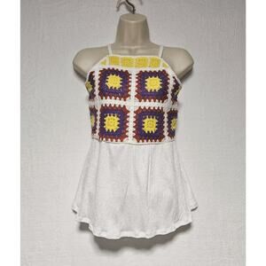 NWT Maurice's Tank Top Womens SZ XS Granny Square Crochet Grandma core Boho‎